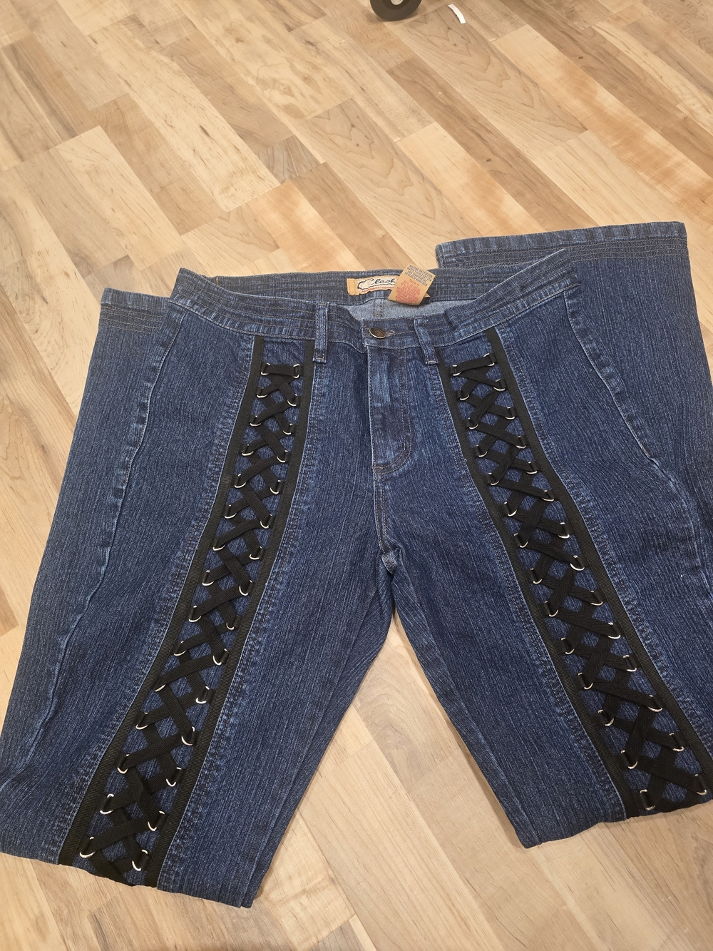 Vintage Clash Jeans USA Women's Size 11 Lace Up Ribbon Detail Flare Y2K McBling